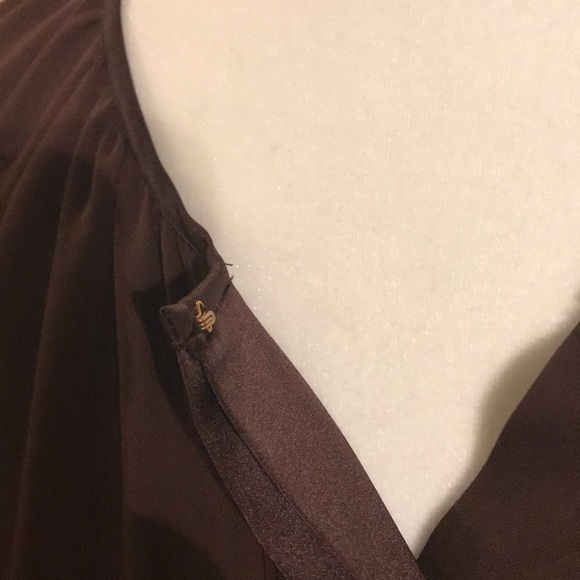 Ann Taylor Burgundy Long Sleeve Blouse - sheer - Picture 13 of 16